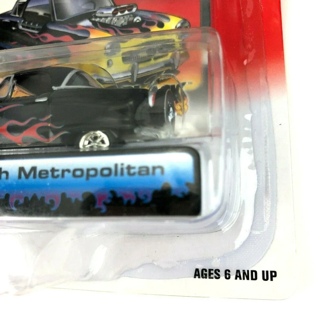Johnny Lightning Street Freaks Black with Flames Nash Metropolitan Die Cast 1/64